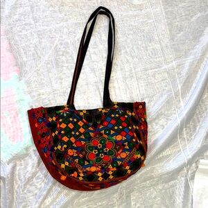 Colorful Embroidered Tote Bag